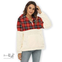 Scottish Marjoribanks Clan Tartan Flannel Hoodie Women - Crest Classic Scottish Plaid Tartan Plaid