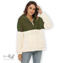 Scottish Maxwell Hunting Clan Tartan Flannel Hoodie Women - Classic Scottish Plaid Tartan Plaid