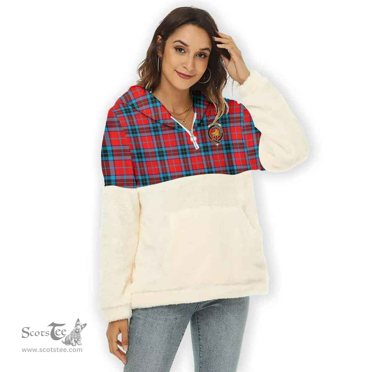 Scottish MacTavish Clan Tartan Flannel Hoodie Women - Crest Classic Scottish Plaid Tartan Plaid