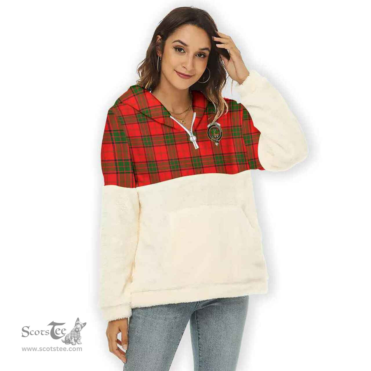 Scottish Maxwell Clan Tartan Flannel Hoodie Women - Crest Classic Scottish Plaid Tartan Plaid