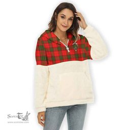 Scottish Maxwell Clan Tartan Flannel Hoodie Women - Crest Classic Scottish Plaid Tartan Plaid