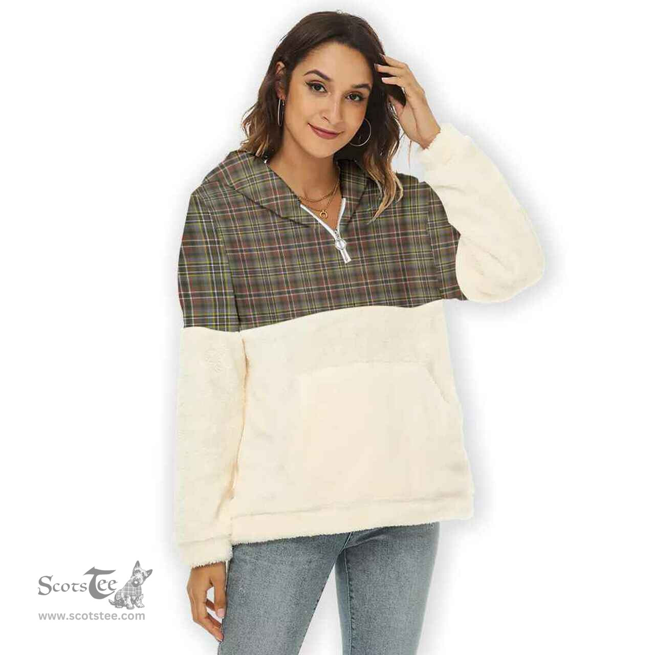 Scottish Scott Green Weathered Clan Tartan Flannel Hoodie Women - Classic Scottish Plaid Tartan Plaid