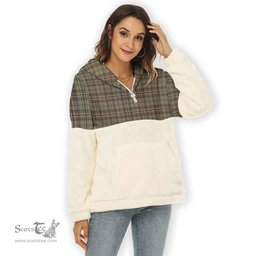 Scottish Scott Green Weathered Clan Tartan Flannel Hoodie Women - Classic Scottish Plaid Tartan Plaid