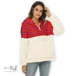 Scottish Rose Modern Clan Tartan Flannel Hoodie Women - Classic Scottish Plaid Tartan Plaid