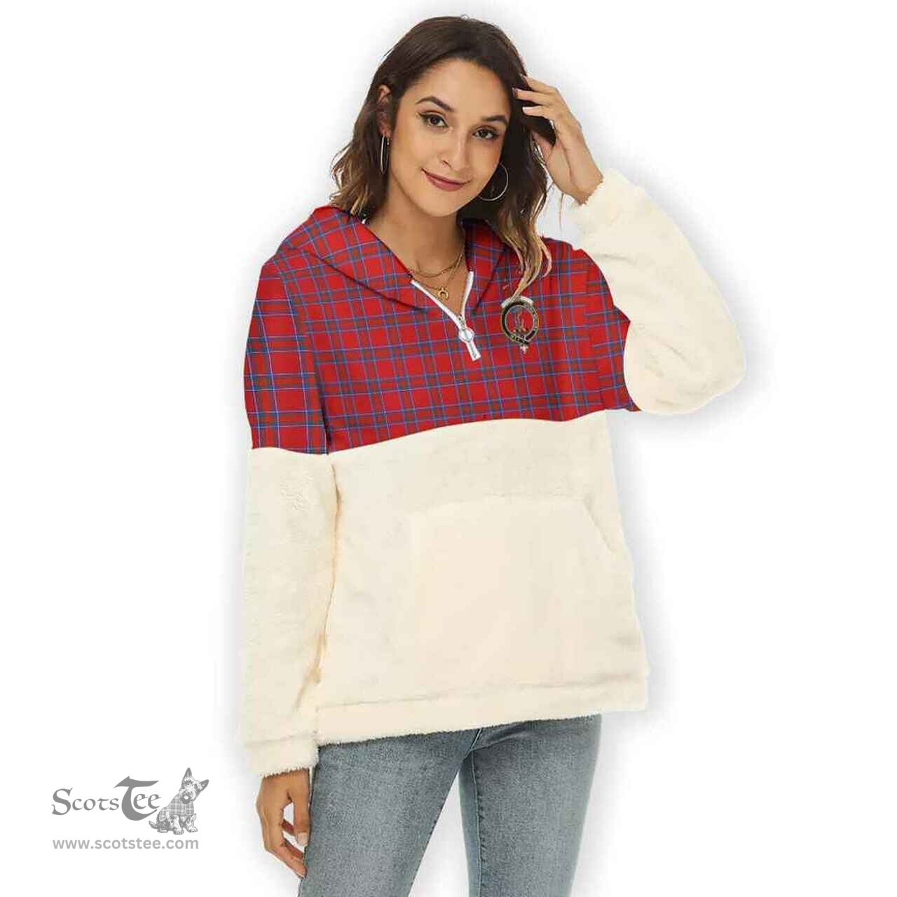 Scottish Rait Clan Tartan Flannel Hoodie Women - Crest Classic Scottish Plaid Tartan Plaid
