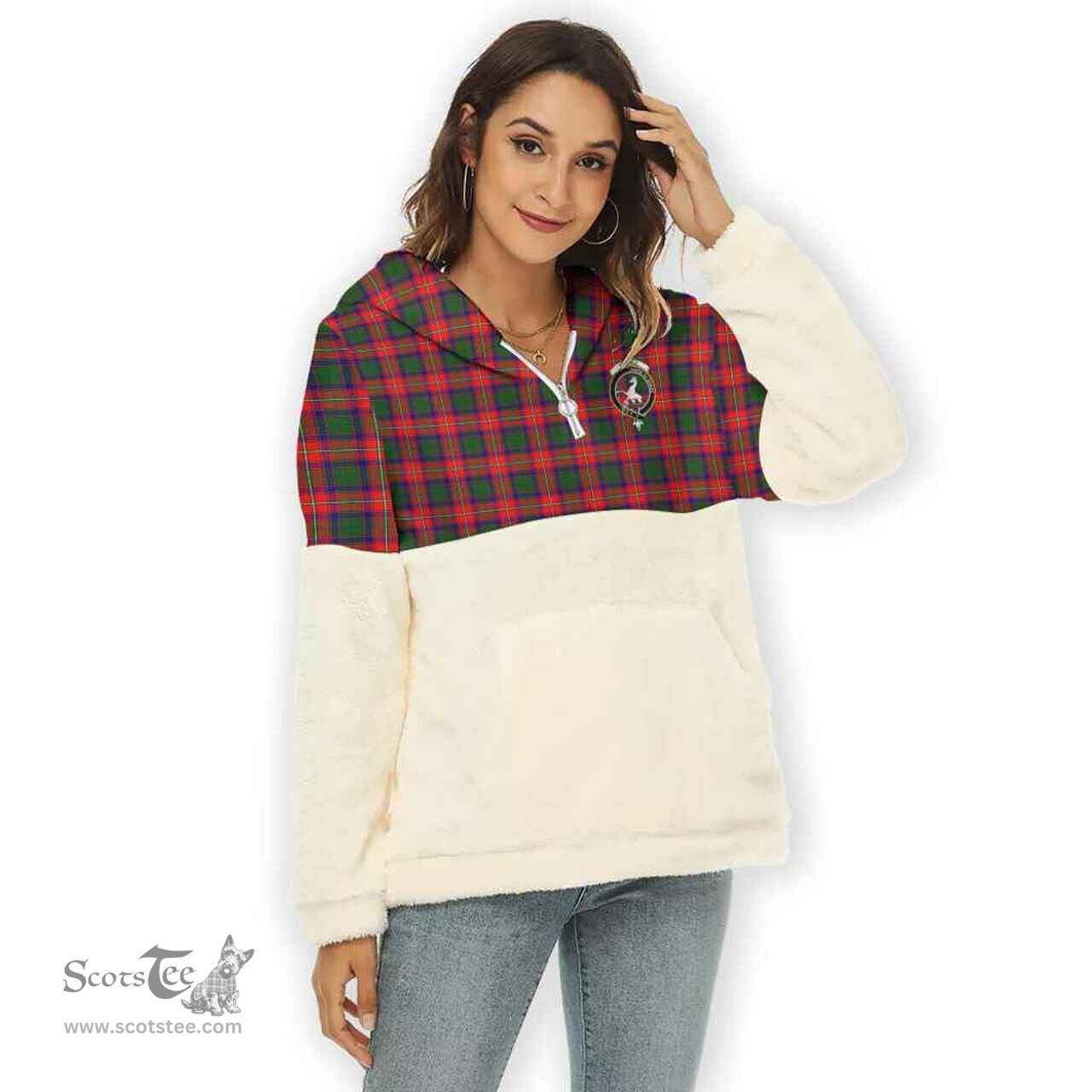 Scottish Riddell Clan Tartan Flannel Hoodie Women - Crest Classic Scottish Plaid Tartan Plaid