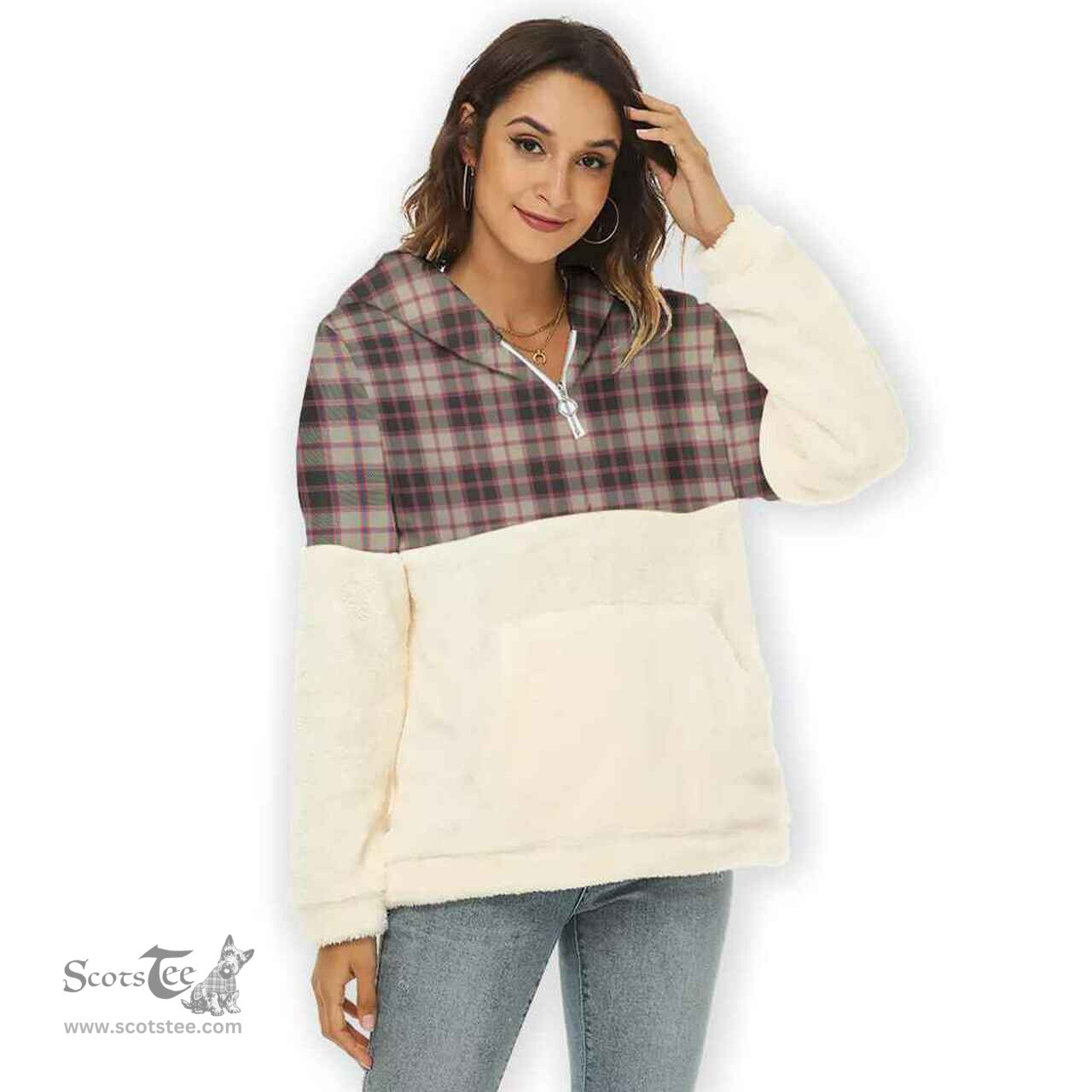 Scottish MacPherson Hunting Ancient Clan Tartan Flannel Hoodie Women - Classic Scottish Plaid Tartan Plaid