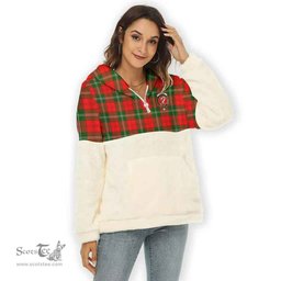 Scottish Lennox Clan Tartan Flannel Hoodie Women - Crest Classic Scottish Plaid Tartan Plaid