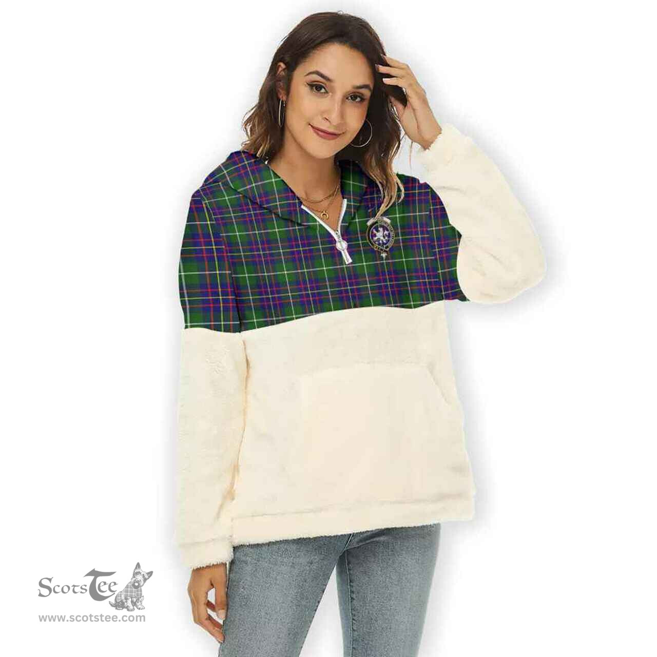 Scottish Inglis Clan Tartan Flannel Hoodie Women - Crest Classic Scottish Plaid Tartan Plaid