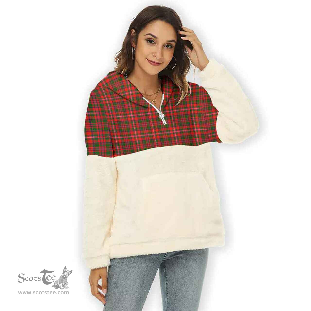 Scottish MacKinnon Modern Clan Tartan Flannel Hoodie Women - Classic Scottish Plaid Tartan Plaid