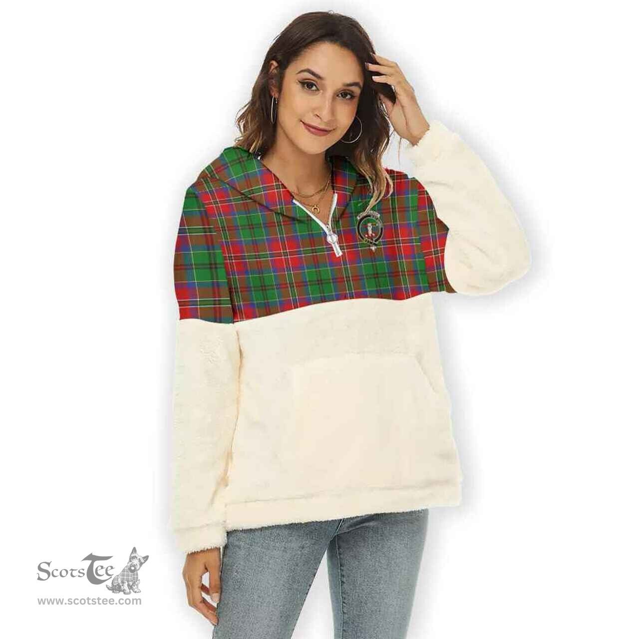 Scottish MacCulloch (McCulloch) Clan Tartan Flannel Hoodie Women - Crest Classic Scottish Plaid Tartan Plaid