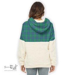 Scottish Irvine Clan Tartan Flannel Hoodie Women - Crest Classic Scottish Plaid Tartan Plaid