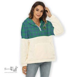 Scottish Irvine Clan Tartan Flannel Hoodie Women - Crest Classic Scottish Plaid Tartan Plaid