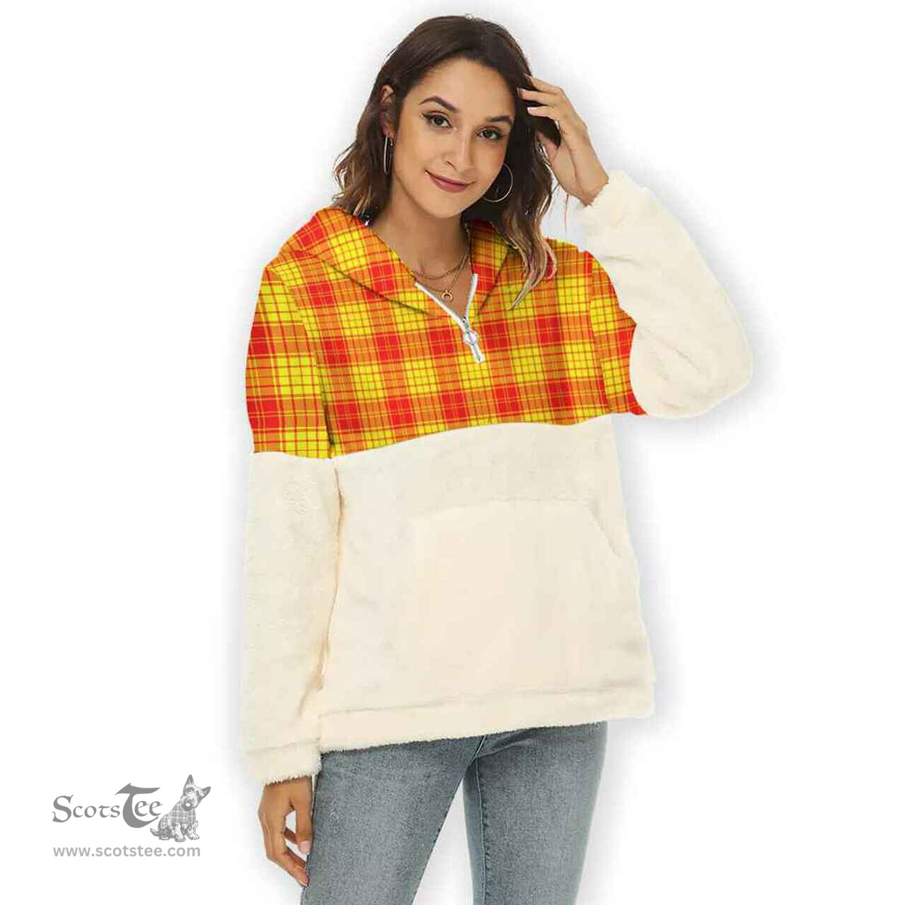 Scottish MacMillan Clan Tartan Flannel Hoodie Women - Classic Scottish Plaid Tartan Plaid