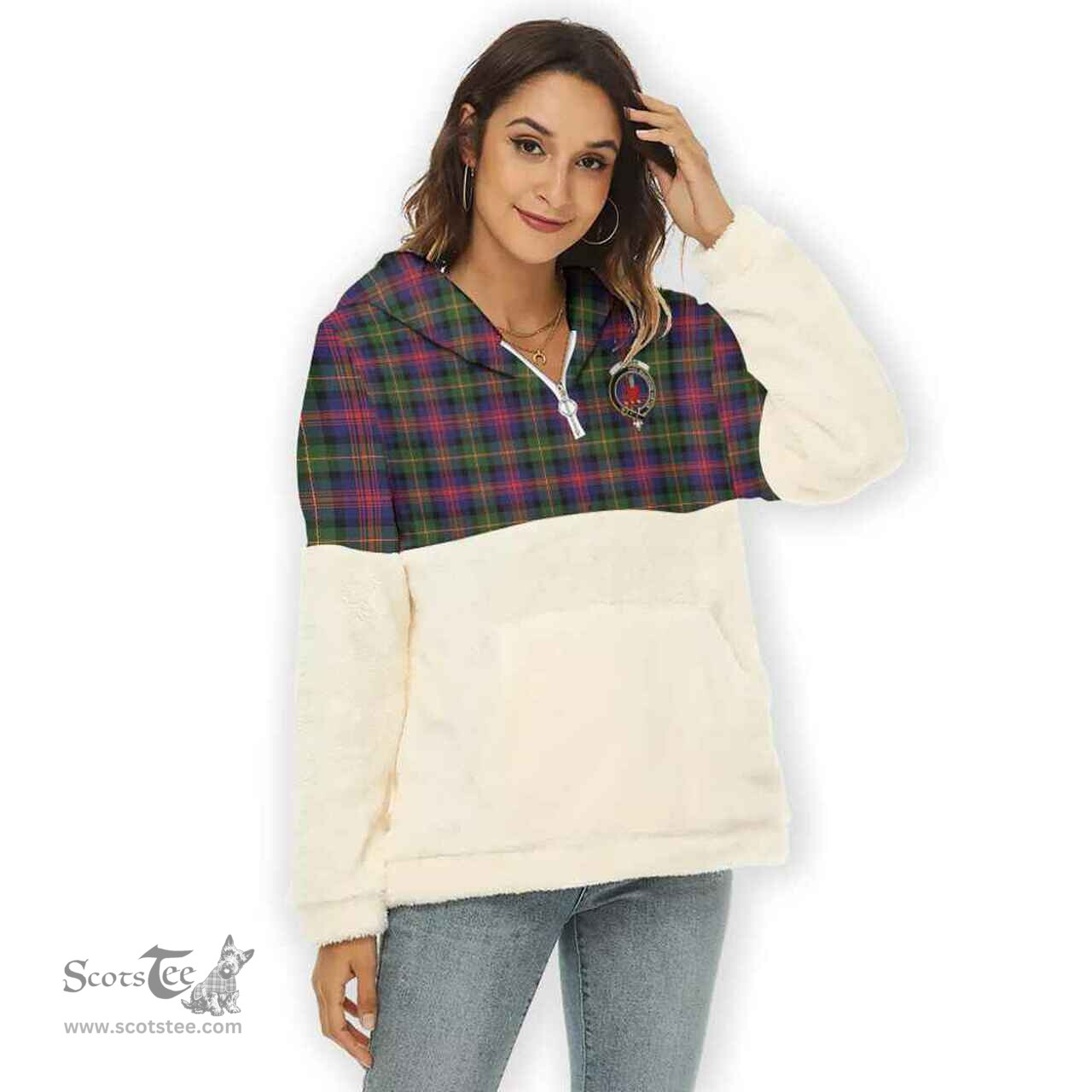 Scottish Logan Clan Tartan Flannel Hoodie Women - Crest Classic Scottish Plaid Tartan Plaid