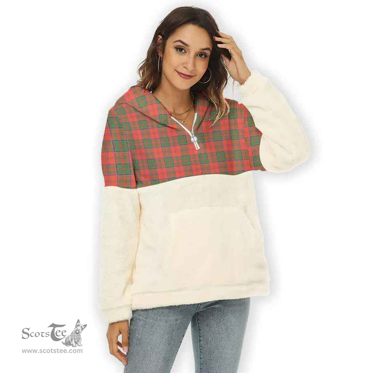Scottish Grant Ancient Clan Tartan Flannel Hoodie Women - Classic Scottish Plaid Tartan Plaid