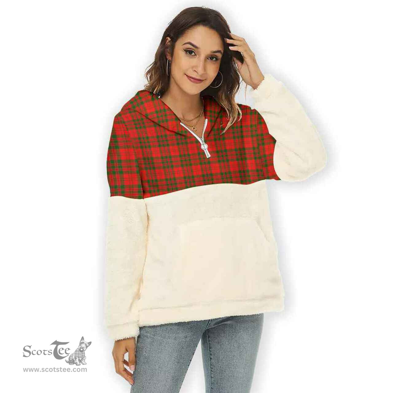 Scottish Livingstone Modern Clan Tartan Flannel Hoodie Women - Classic Scottish Plaid Tartan Plaid