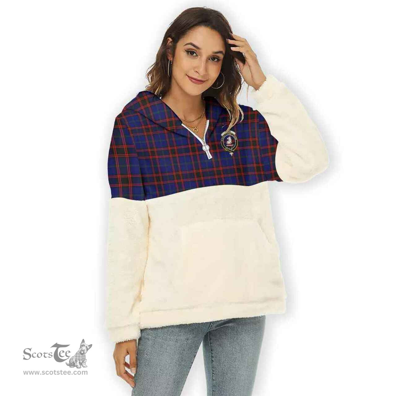 Scottish Home (or Hume) Clan Tartan Flannel Hoodie Women - Crest Classic Scottish Plaid Tartan Plaid