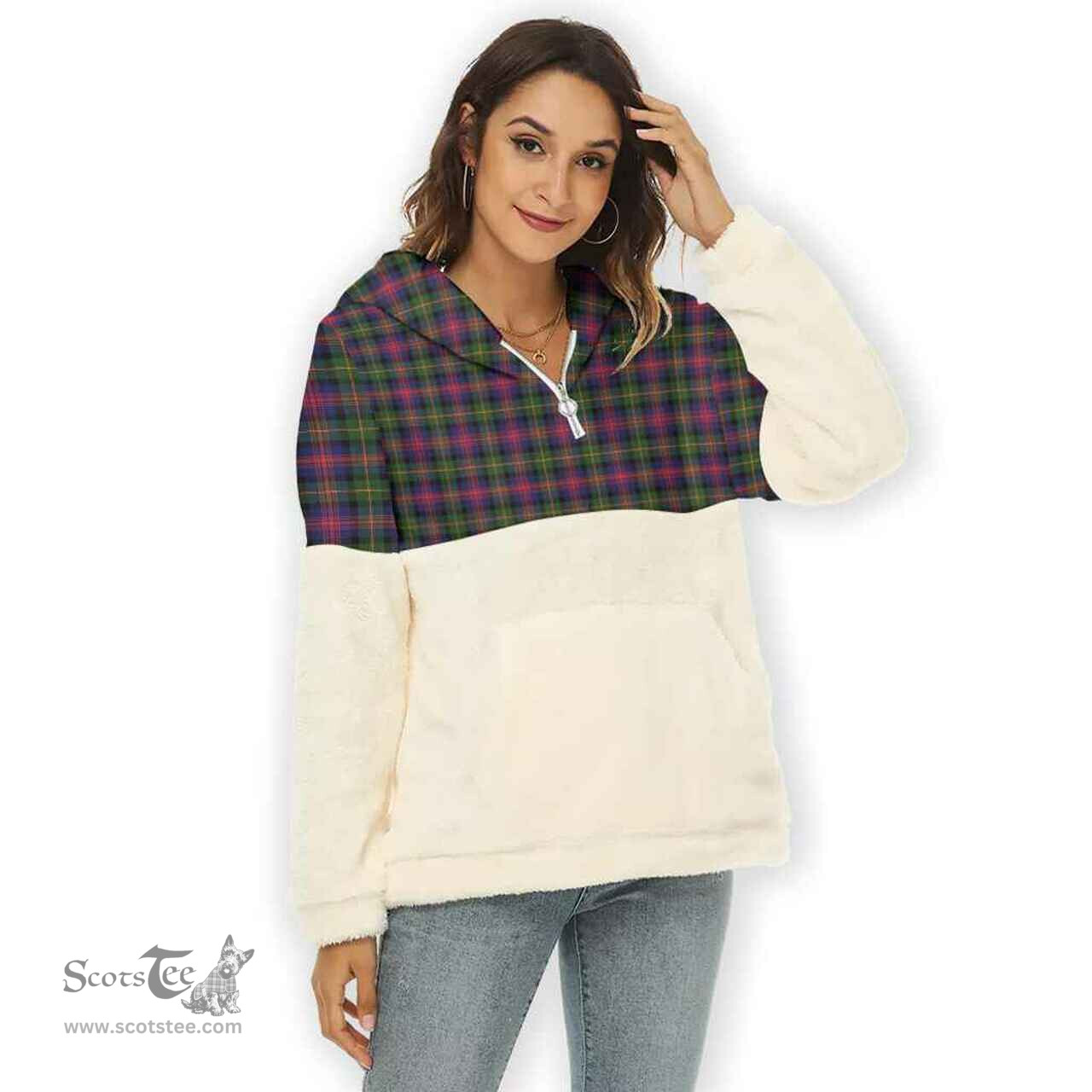 Scottish Logan Modern Clan Tartan Flannel Hoodie Women - Classic Scottish Plaid Tartan Plaid