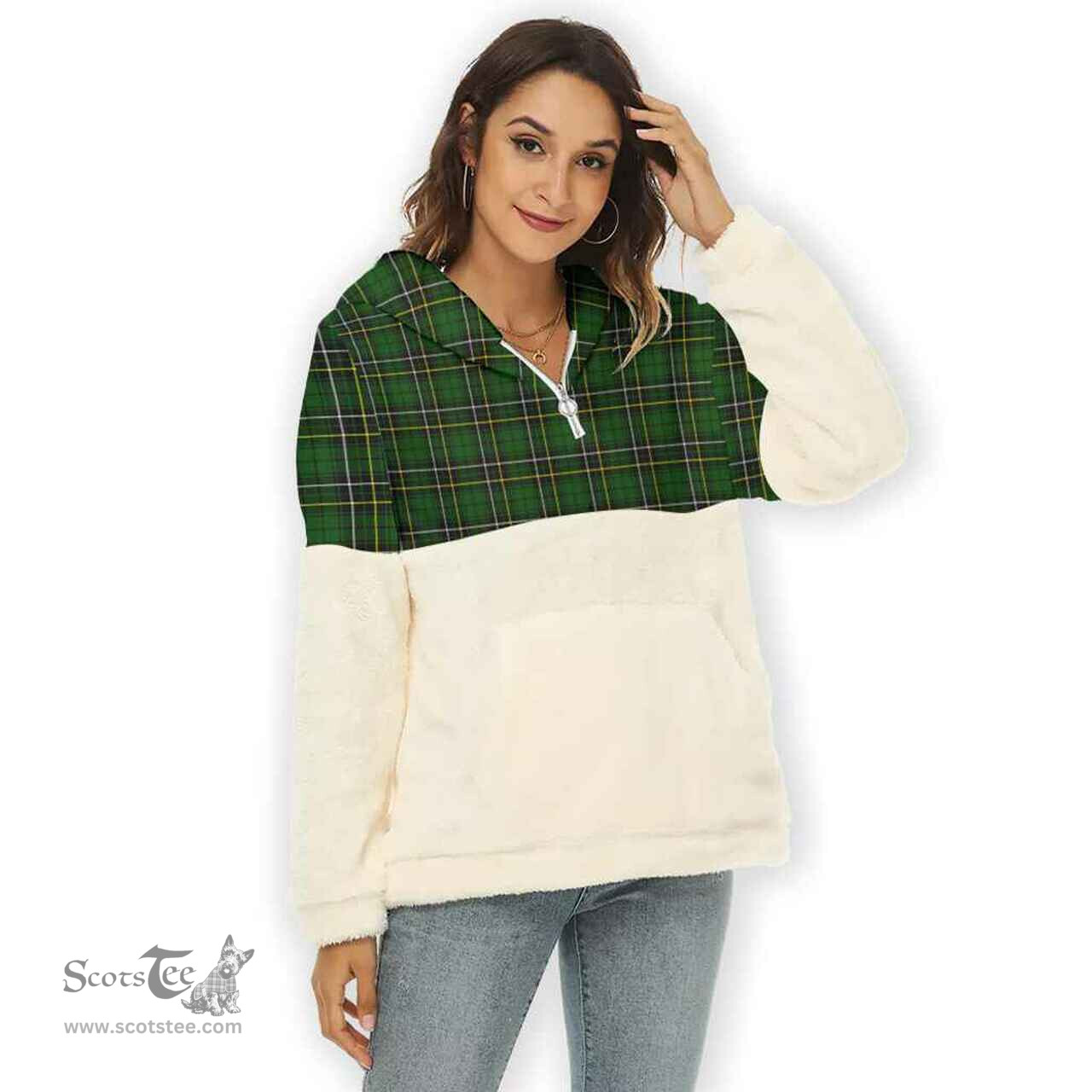 Scottish MacAlpine Modern Clan Tartan Flannel Hoodie Women - Classic Scottish Plaid Tartan Plaid