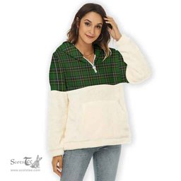 Scottish MacAlpine Modern Clan Tartan Flannel Hoodie Women - Classic Scottish Plaid Tartan Plaid