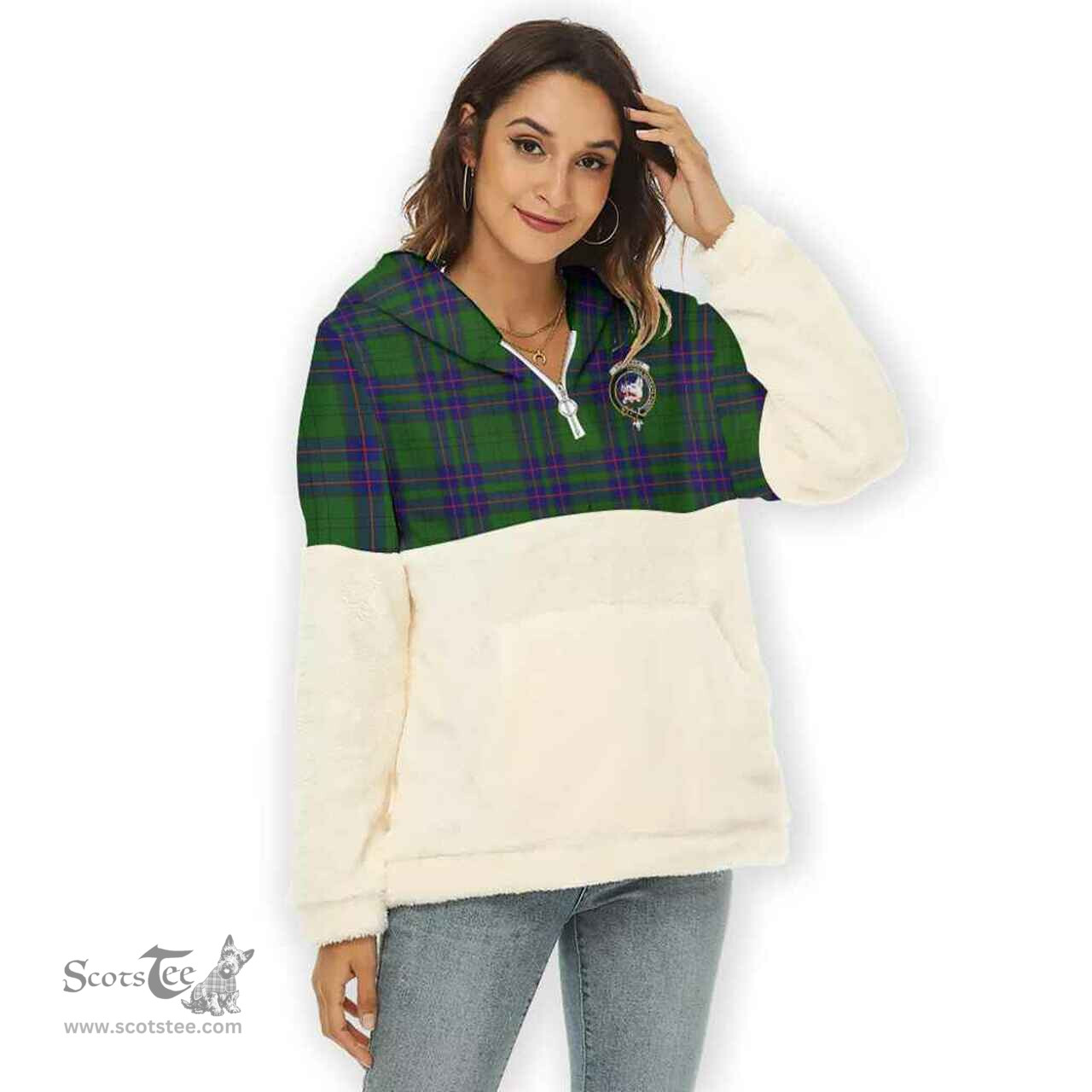 Scottish Lockhart Clan Tartan Flannel Hoodie Women - Crest Classic Scottish Plaid Tartan Plaid
