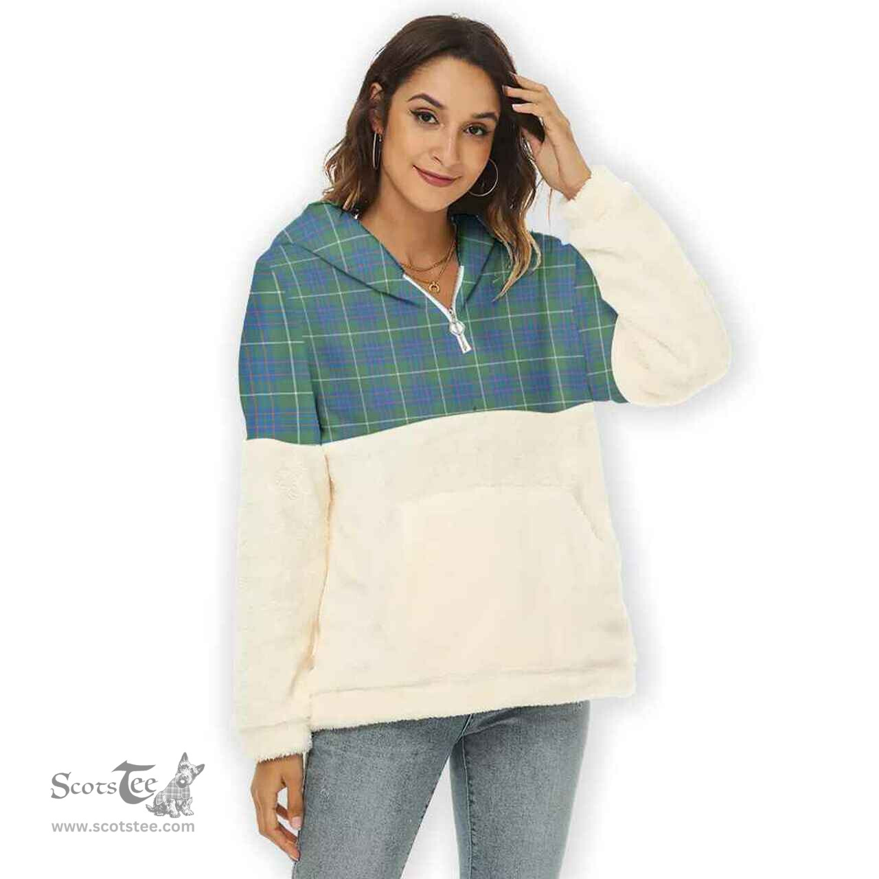 Scottish MacIntyre Hunting Ancient Clan Tartan Flannel Hoodie Women - Classic Scottish Plaid Tartan Plaid