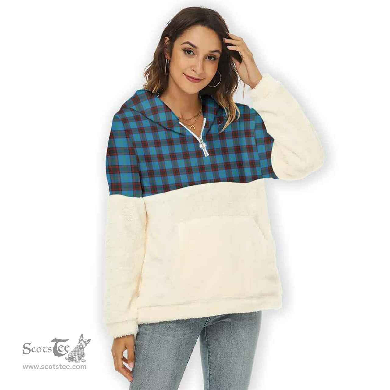Scottish Home Ancient Clan Tartan Flannel Hoodie Women - Classic Scottish Plaid Tartan Plaid