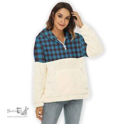Scottish Home Ancient Clan Tartan Flannel Hoodie Women - Classic Scottish Plaid Tartan Plaid