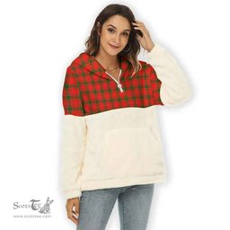 Scottish MacQuarrie Modern Clan Tartan Flannel Hoodie Women - Classic Scottish Plaid Tartan Plaid