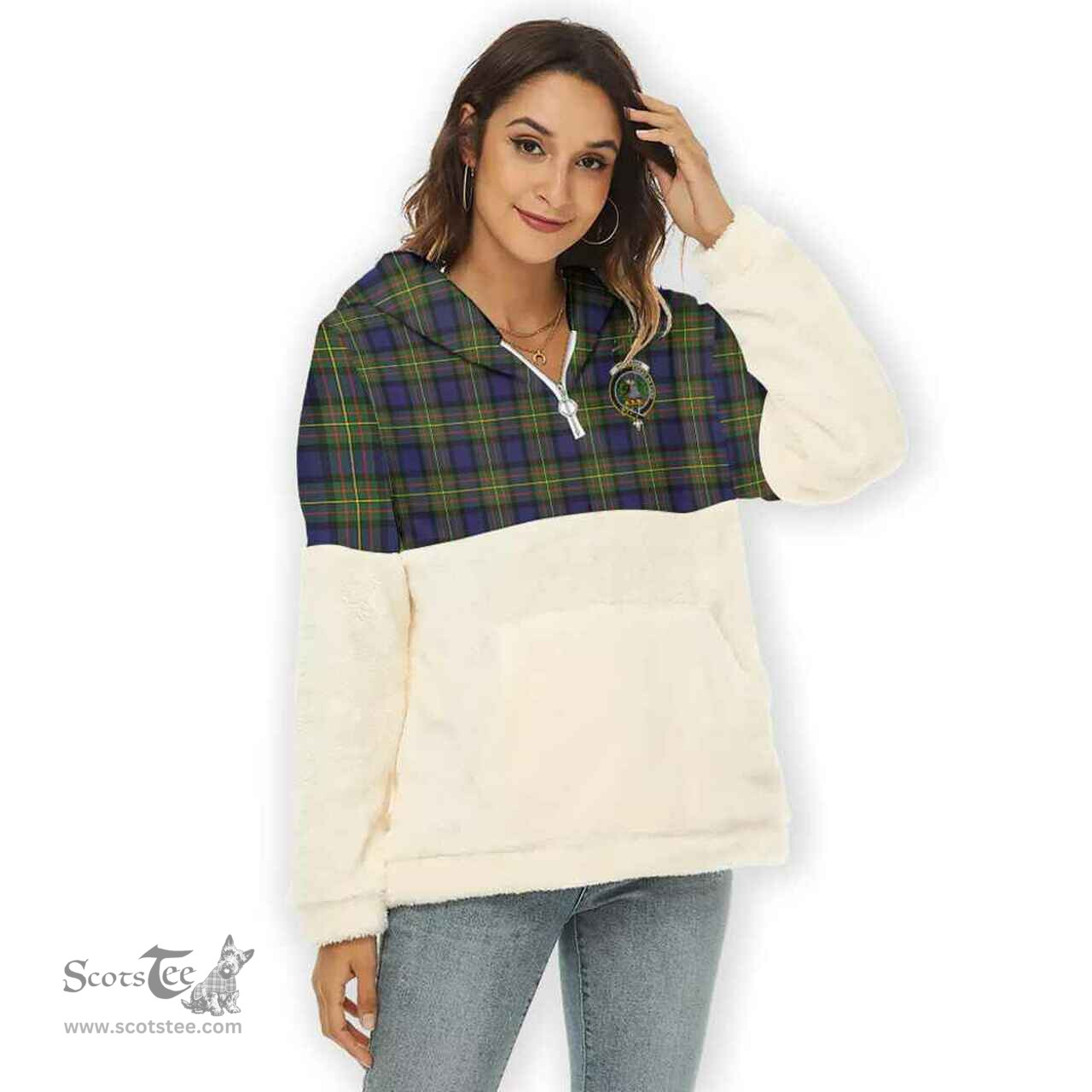 Scottish MacLaren Clan Tartan Flannel Hoodie Women - Crest Classic Scottish Plaid Tartan Plaid