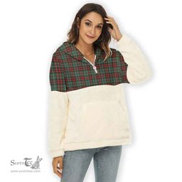 Scottish MacDiarmid Modern Clan Tartan Flannel Hoodie Women - Classic Scottish Plaid Tartan Plaid