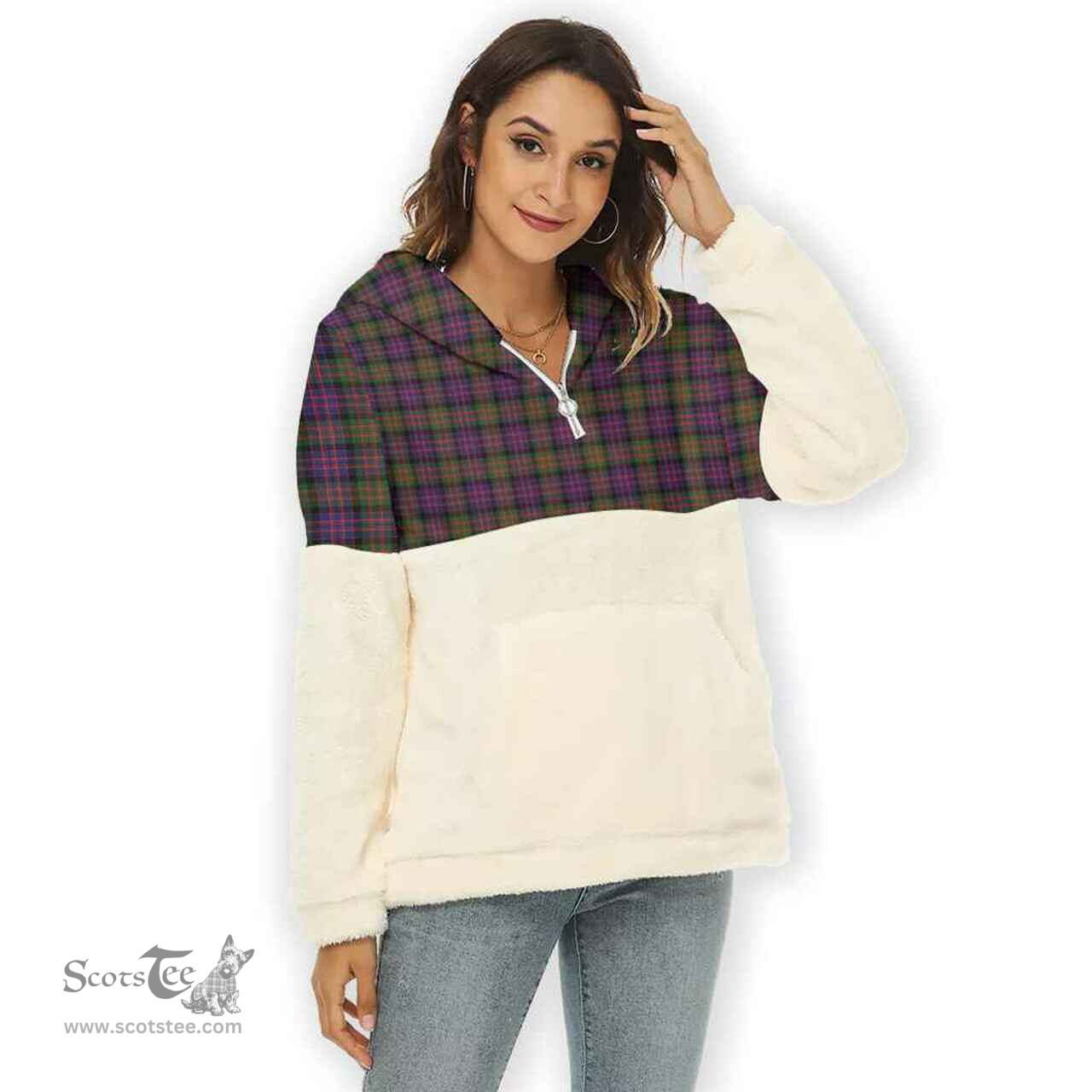 Scottish MacDonald Modern Clan Tartan Flannel Hoodie Women - Classic Scottish Plaid Tartan Plaid