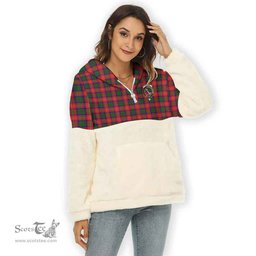 Scottish Hopkirk Clan Tartan Flannel Hoodie Women - Crest Classic Scottish Plaid Tartan Plaid