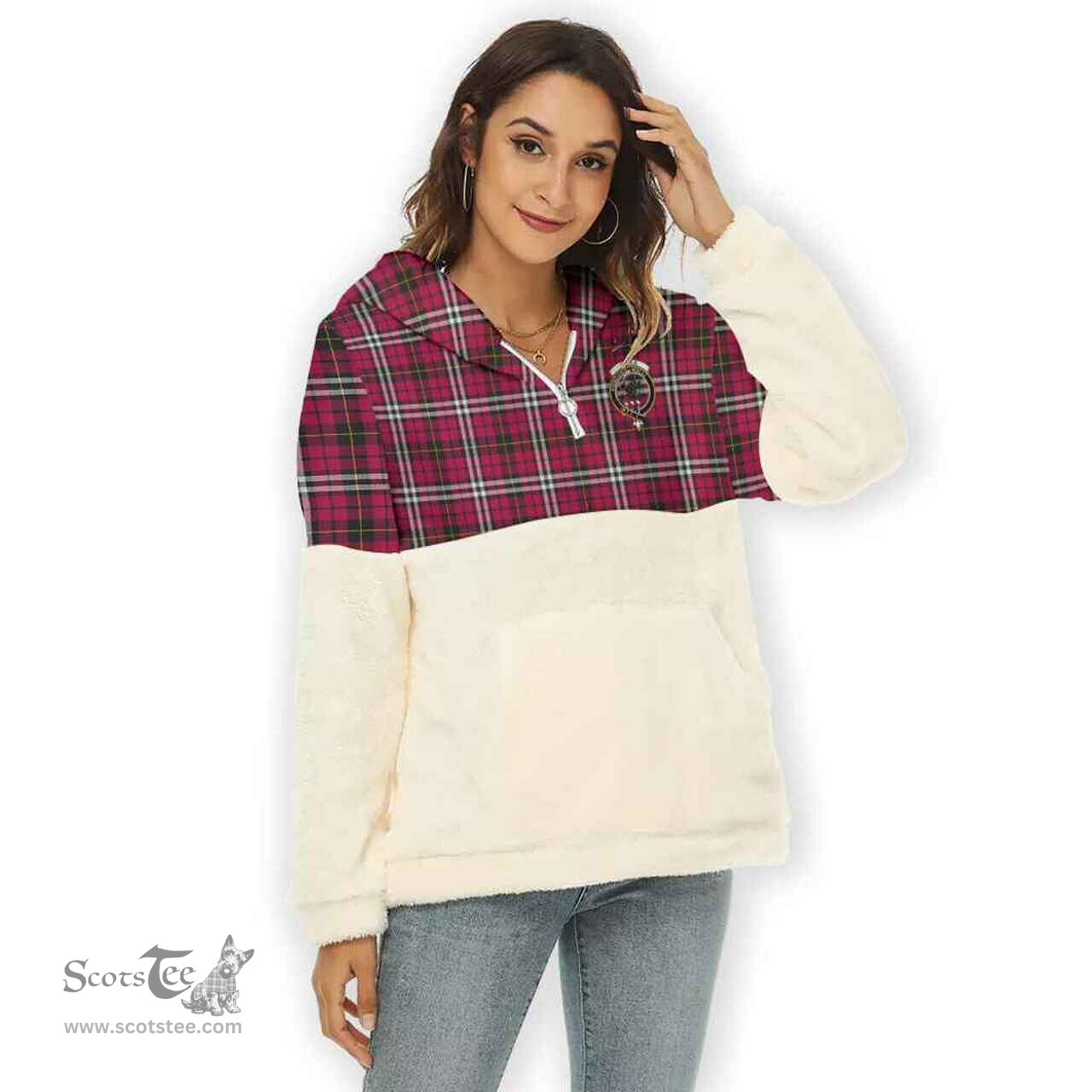 Scottish Little Clan Tartan Flannel Hoodie Women - Crest Classic Scottish Plaid Tartan Plaid