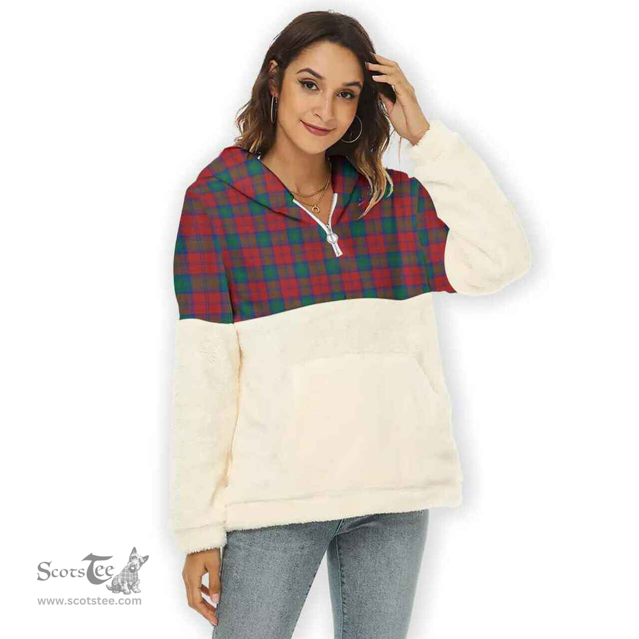 Scottish Lindsay Modern Clan Tartan Flannel Hoodie Women - Classic Scottish Plaid Tartan Plaid