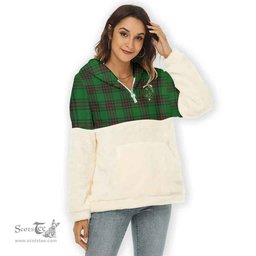 Scottish Kinloch Clan Tartan Flannel Hoodie Women - Crest Classic Scottish Plaid Tartan Plaid