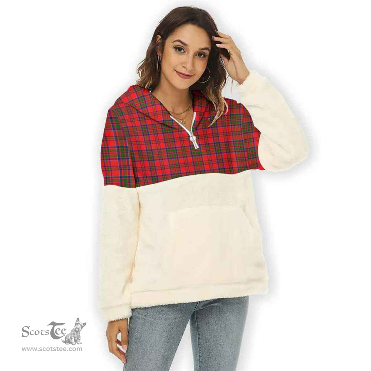 Scottish MacKillop Clan Tartan Flannel Hoodie Women - Classic Scottish Plaid Tartan Plaid