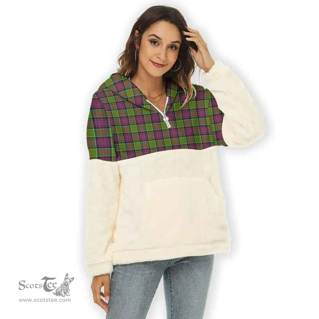 Scottish MacDonald of Clanranald Clan Tartan Flannel Hoodie Women - Classic Scottish Plaid Tartan Plaid