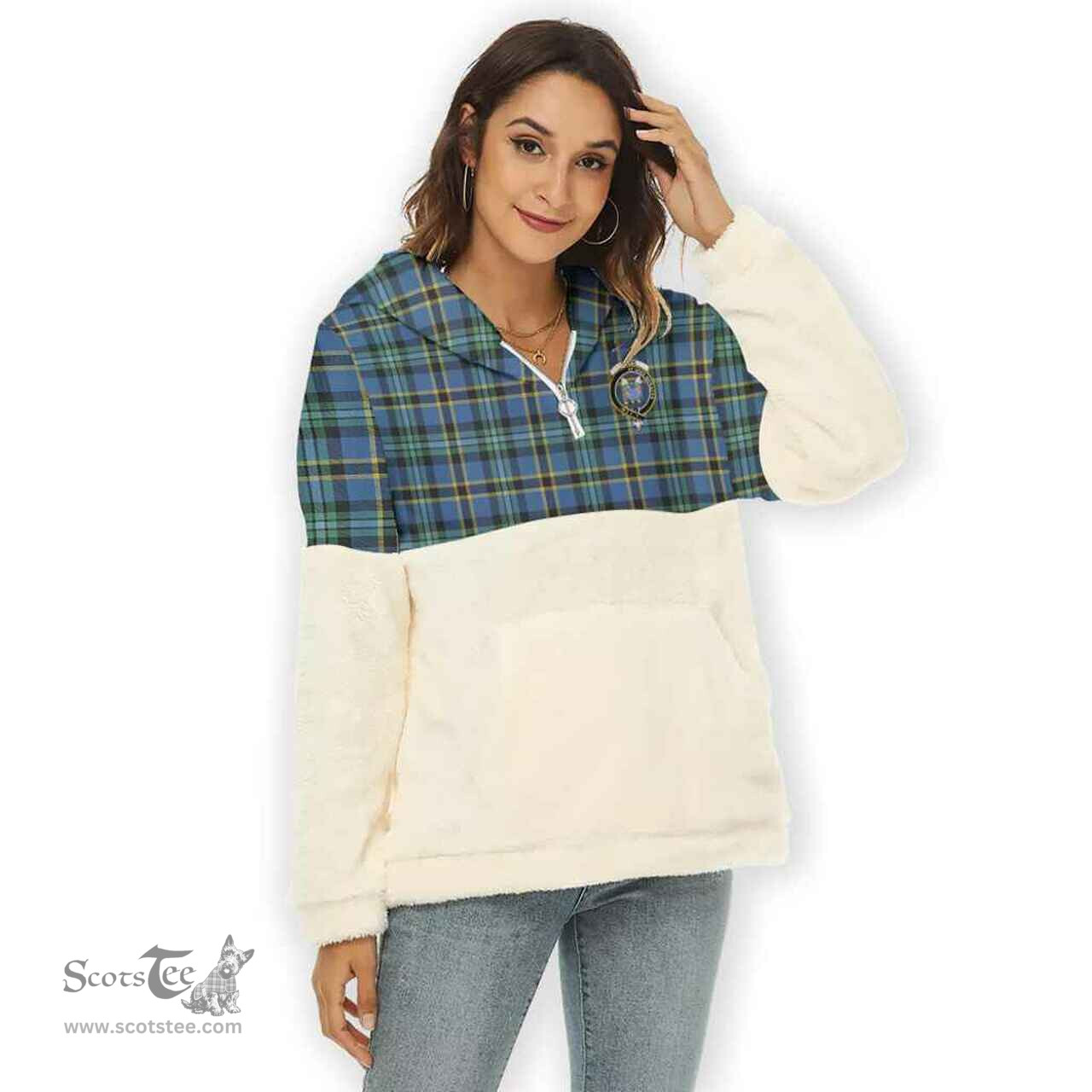 Scottish Hope Clan Tartan Flannel Hoodie Women - Crest Classic Scottish Plaid Tartan Plaid