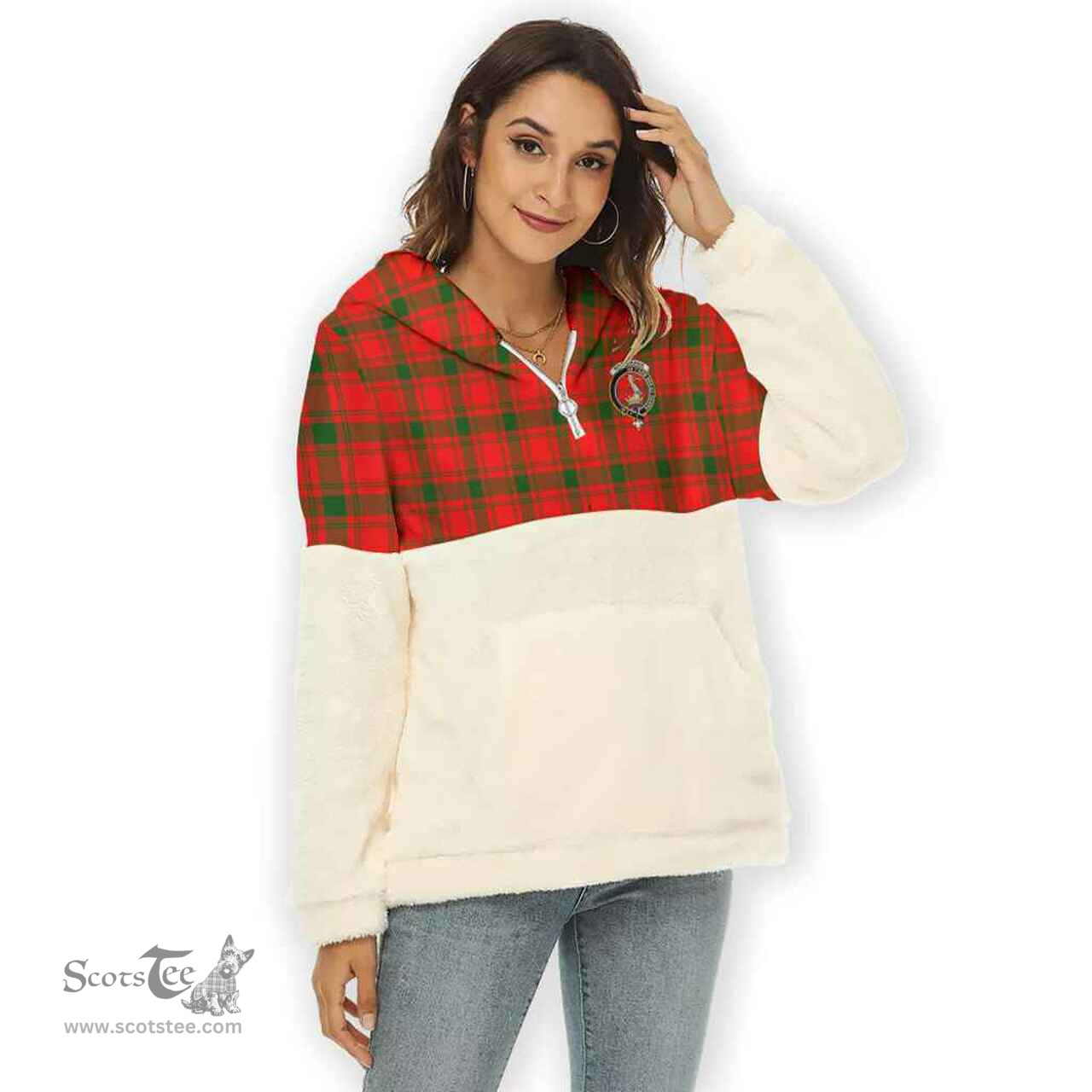 Scottish MacQuarrie Clan Tartan Flannel Hoodie Women - Crest Classic Scottish Plaid Tartan Plaid