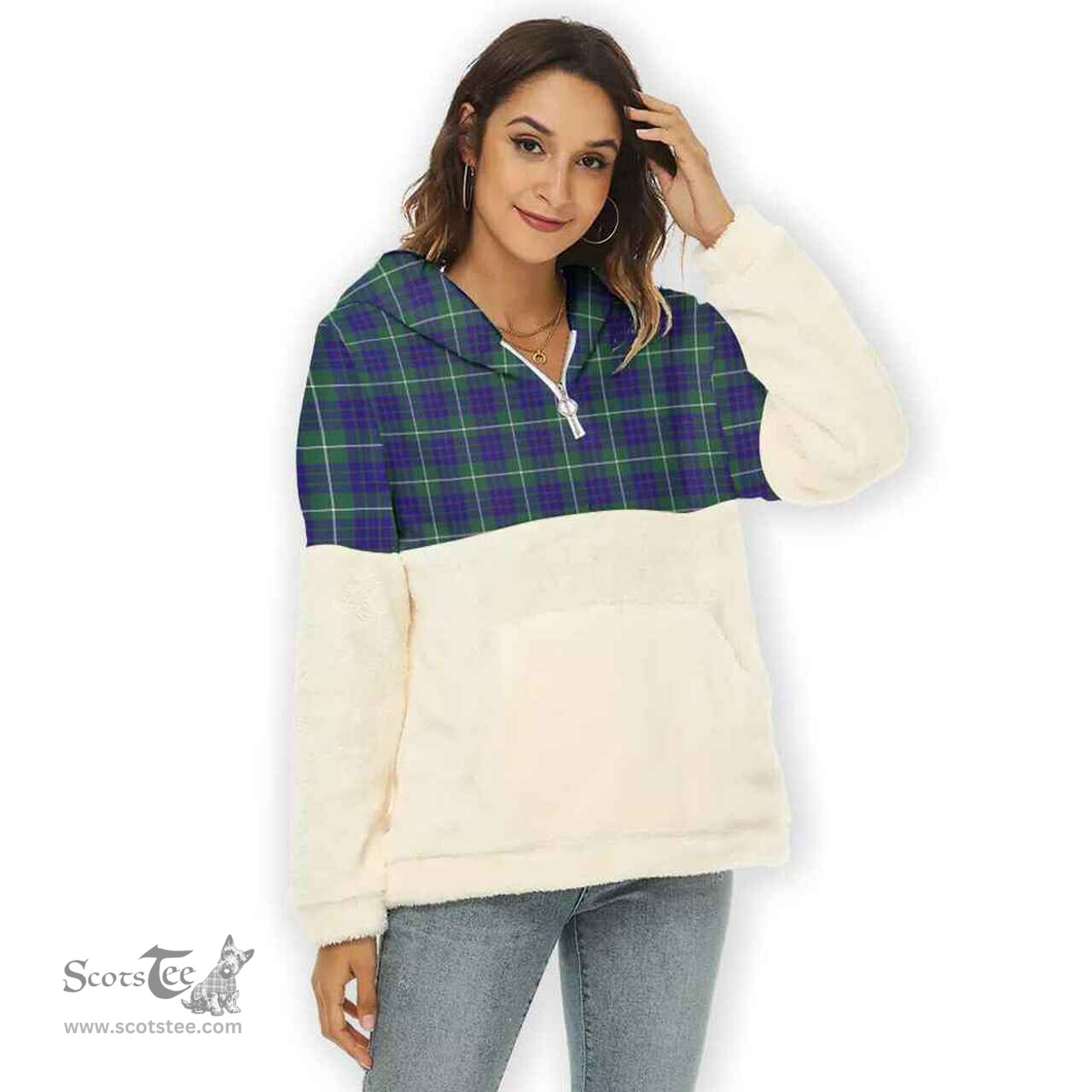Scottish Hamilton Hunting Modern Clan Tartan Flannel Hoodie Women - Classic Scottish Plaid Tartan Plaid