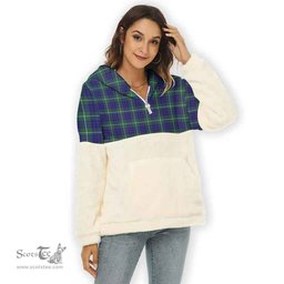 Scottish Hamilton Hunting Modern Clan Tartan Flannel Hoodie Women - Classic Scottish Plaid Tartan Plaid