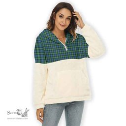 Scottish Lyon Clan Tartan Flannel Hoodie Women - Classic Scottish Plaid Tartan Plaid