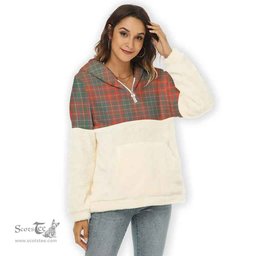 Scottish MacDougall Ancient Clan Tartan Flannel Hoodie Women - Classic Scottish Plaid Tartan Plaid