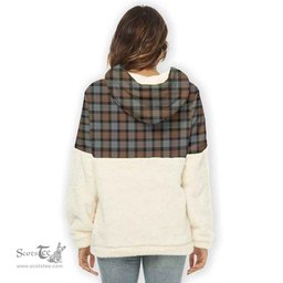 Scottish Gunn Weathered Clan Tartan Flannel Hoodie Women - Classic Scottish Plaid Tartan Plaid