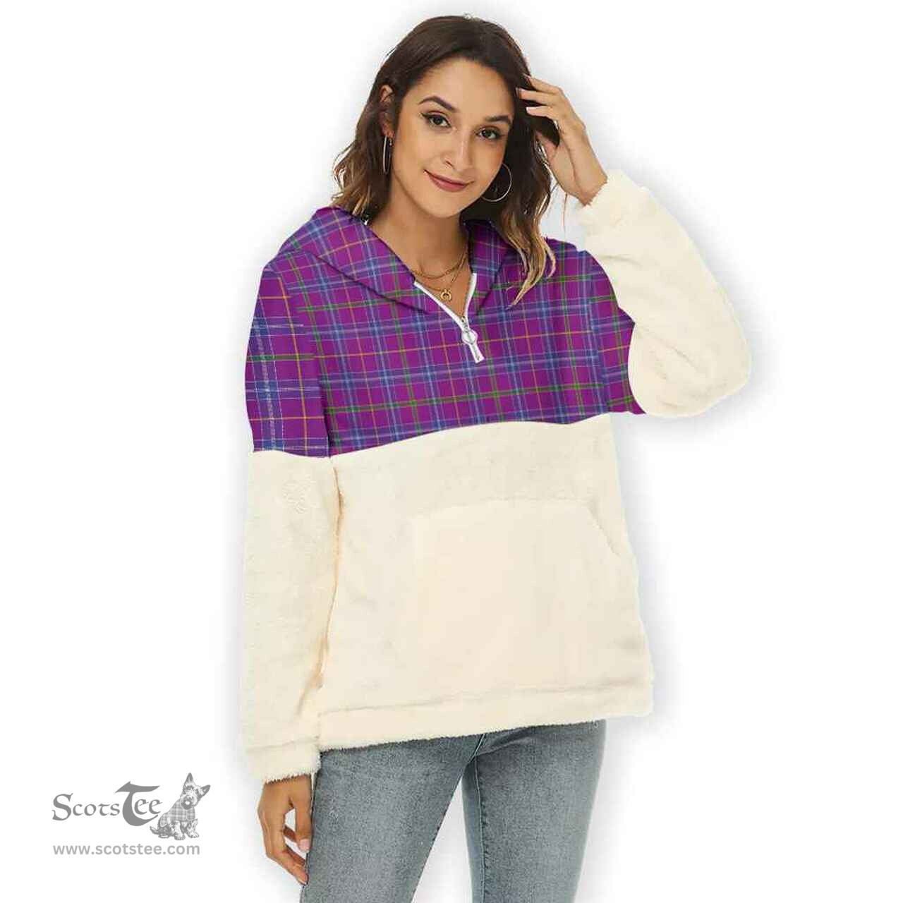 Scottish Jackson Clan Tartan Flannel Hoodie Women - Classic Scottish Plaid Tartan Plaid