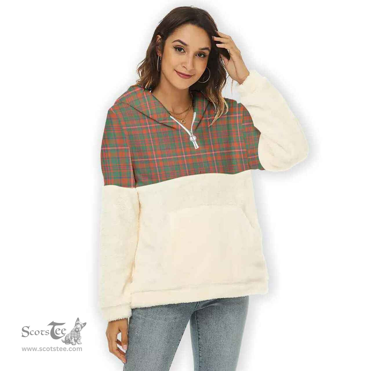 Scottish MacKinnon Ancient Clan Tartan Flannel Hoodie Women - Classic Scottish Plaid Tartan Plaid