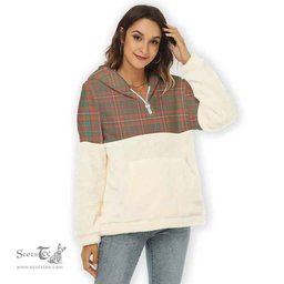 Scottish MacKinnon Ancient Clan Tartan Flannel Hoodie Women - Classic Scottish Plaid Tartan Plaid