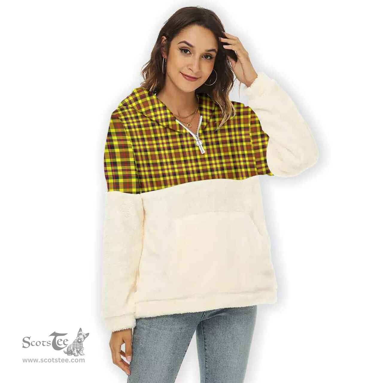 Scottish Jardine Clan Tartan Flannel Hoodie Women - Classic Scottish Plaid Tartan Plaid